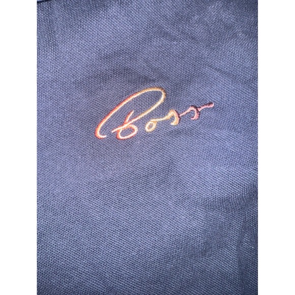 BOSS Men's Dark Navy Polo Shirt Pink Trim Logo Embroidery Size M - Picture 4 of 6